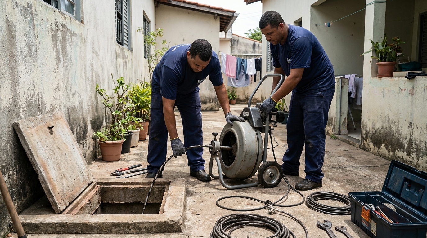 Desentupimento de Coluna Sanitária em Hortolândia‑SP